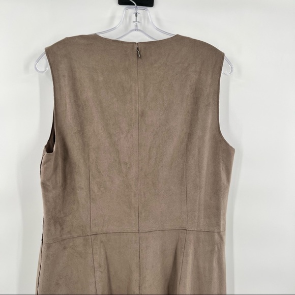 🎉HP🎉 Elie Tahari Coffee Brown Suede Laser Cut Dress - size 14 - Picture 11 of 14